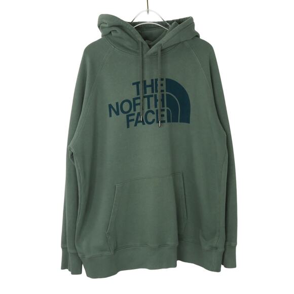The North Face Half Dome Pullover Hoodie Women's Green Logo Sweatshirt Large - Picture 2 of 8